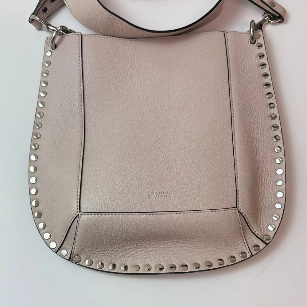 Isabel Marant Oskan Studded Grainy Leather Elegant Pearl Shoulder Bag‎
